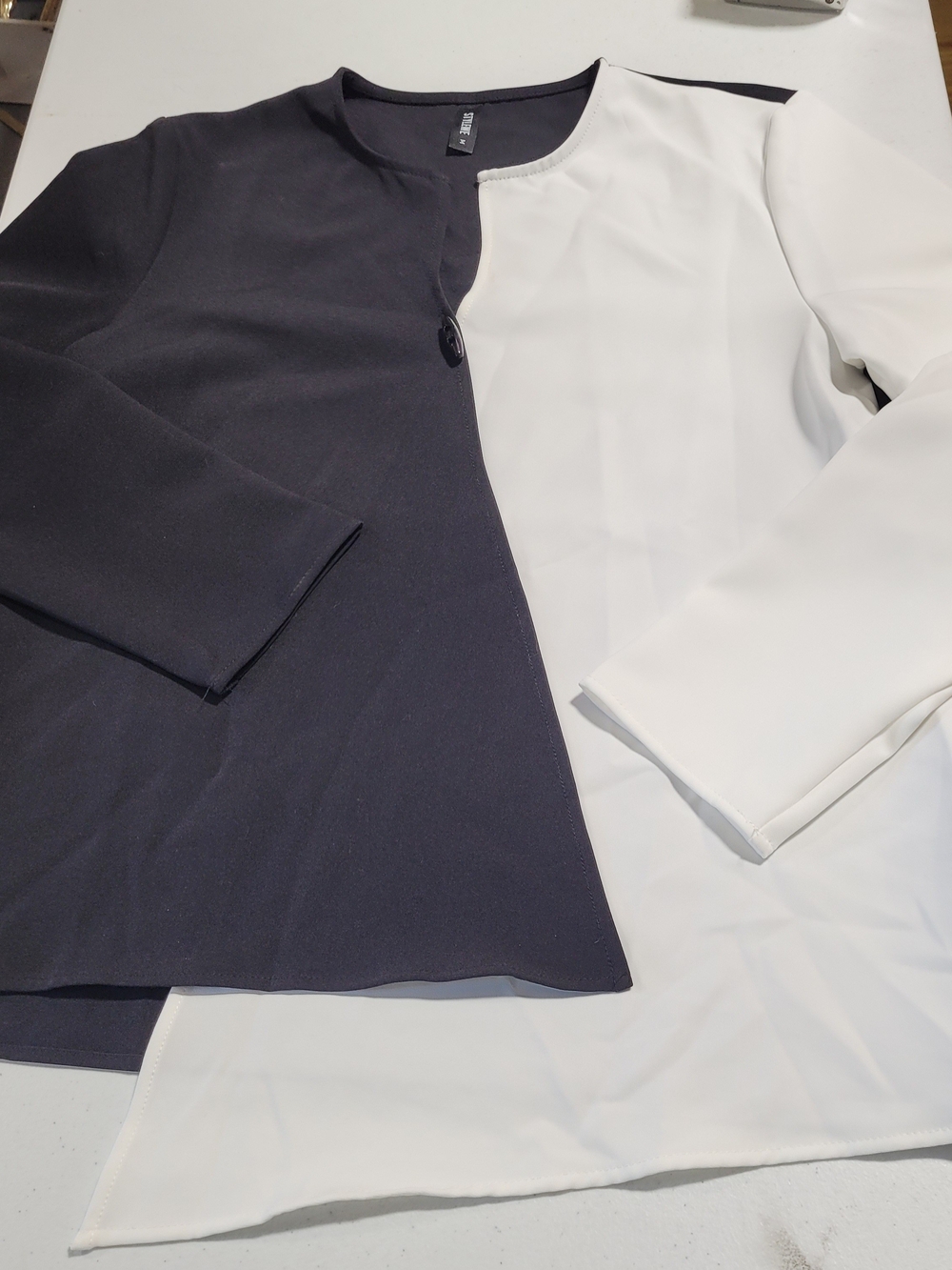 STYLEWE Black and White Colorblock Tunic Top